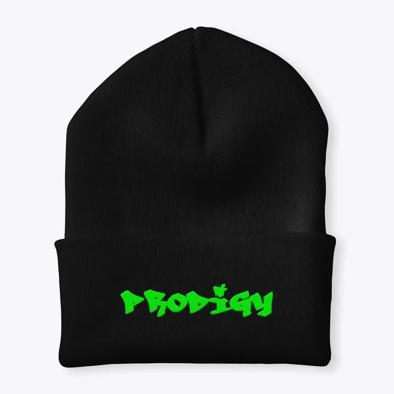 Prodigy Beanie (Neon Green Letters)