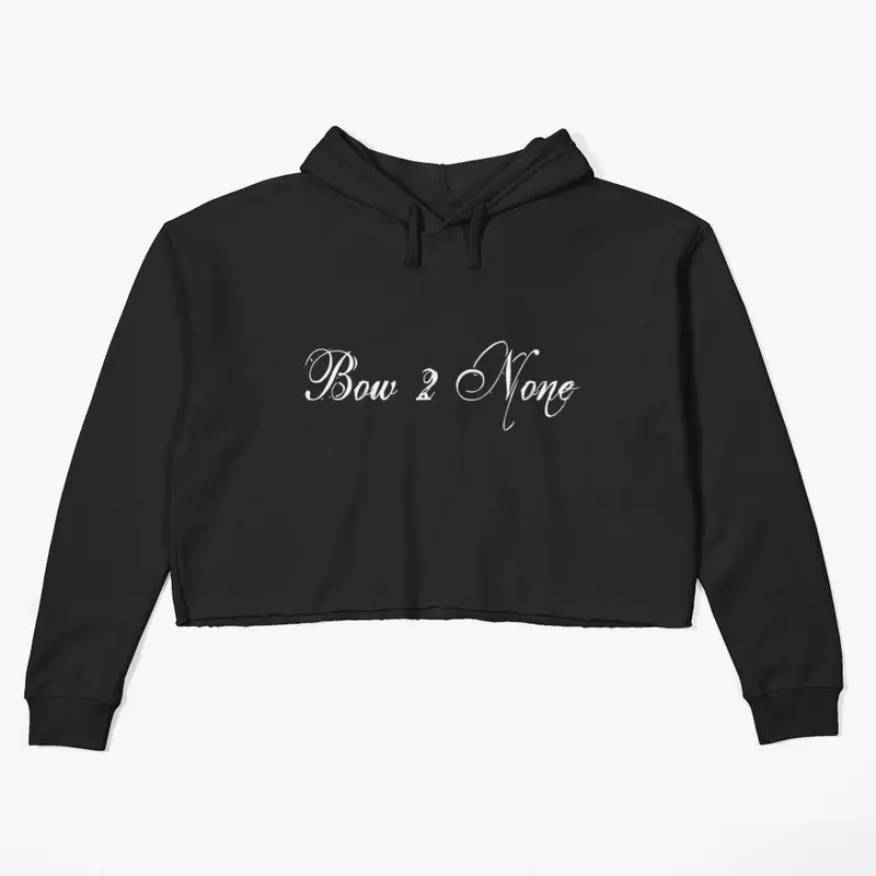 Bow 2 None Crop Hoodie (White Letters)