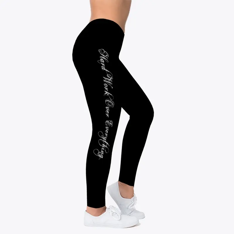 Hard Work Leggings (White Lettering)